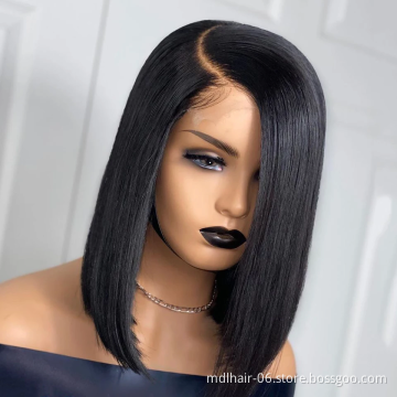 Wholesale Short Bob Wig Brazilian Virgin Lace Front Human Hair Bob Wigs Transparent Lace Frontal Bob Wigs for Black Women